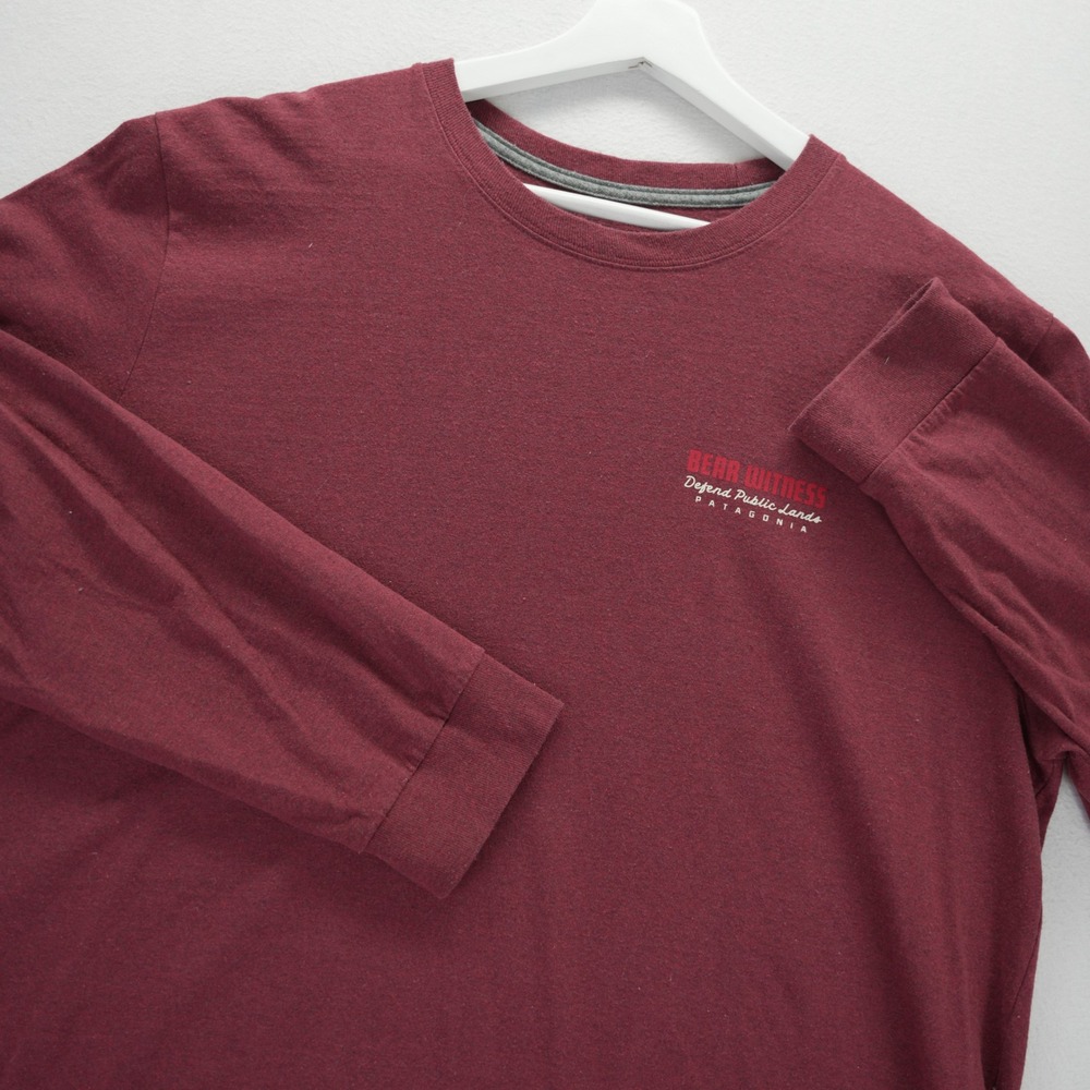 Patagonia Bear Witness Defend Public Lands LS Responsibili-Tee XL Burgundy 38483 - Picture 2 of 12